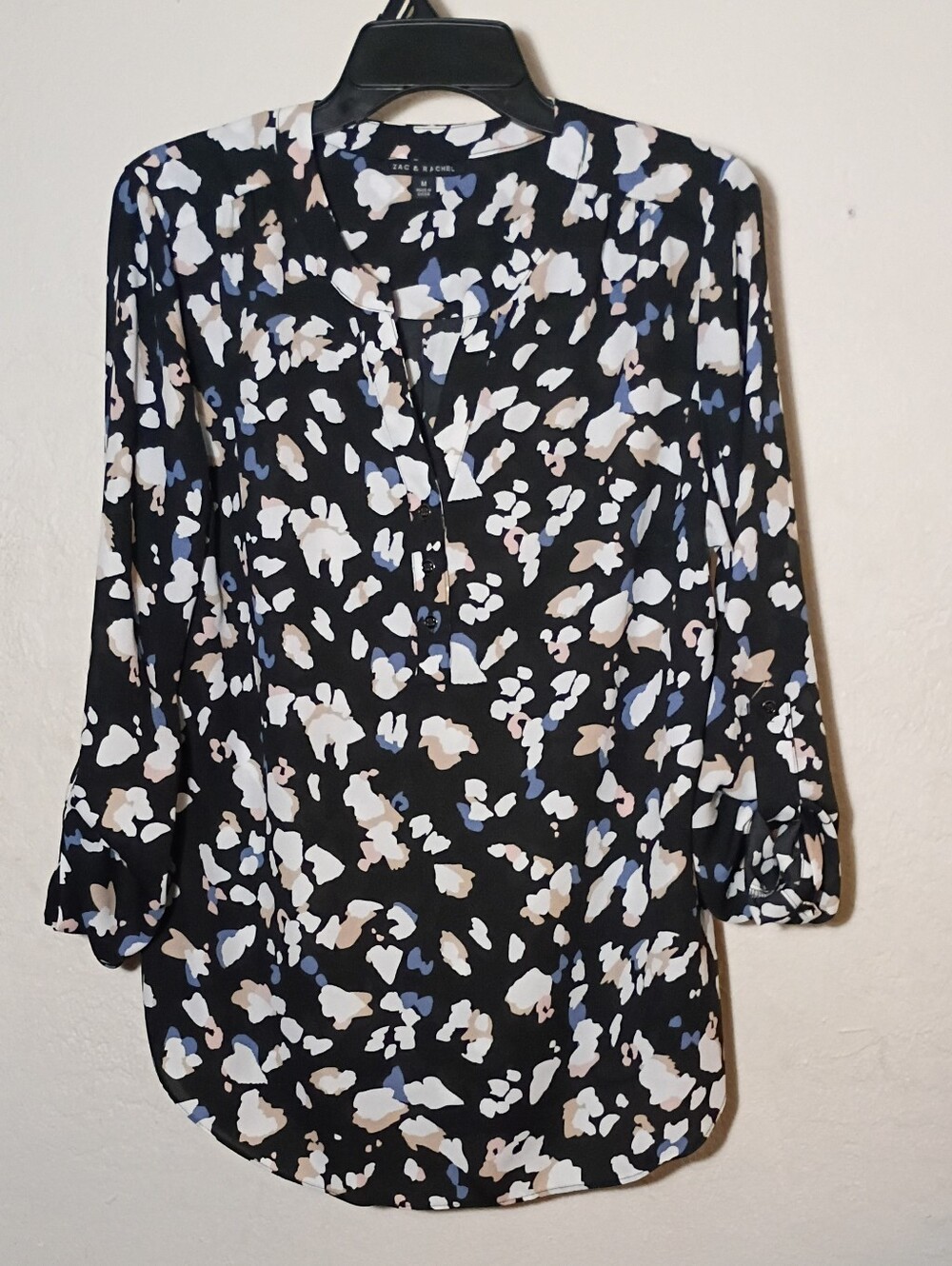 Zac & Rachel Women's Medium Black Multicolor Floral Print Long Sleeve